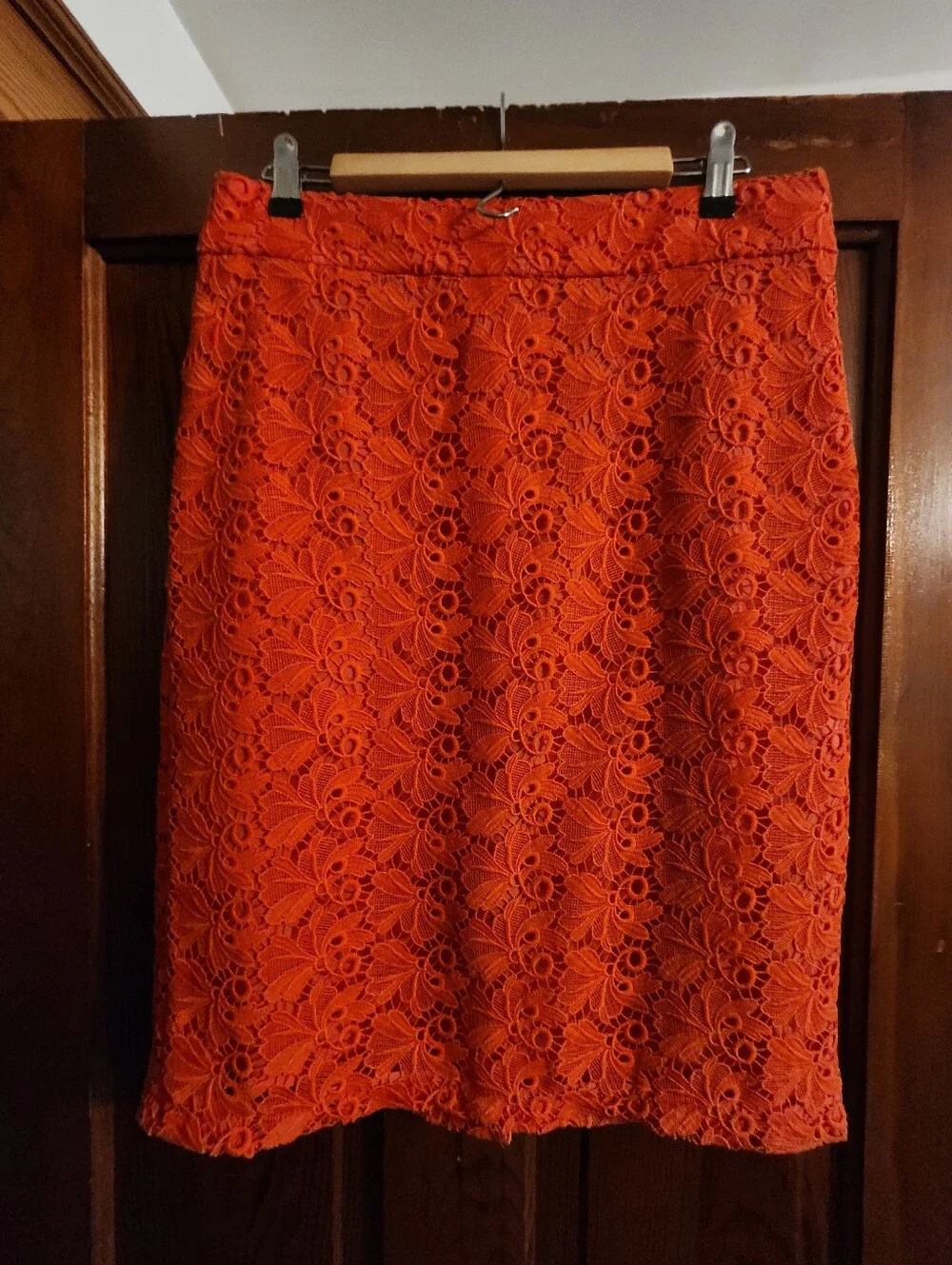 Ann Taylor Coral Orange Lace Aline Skirt